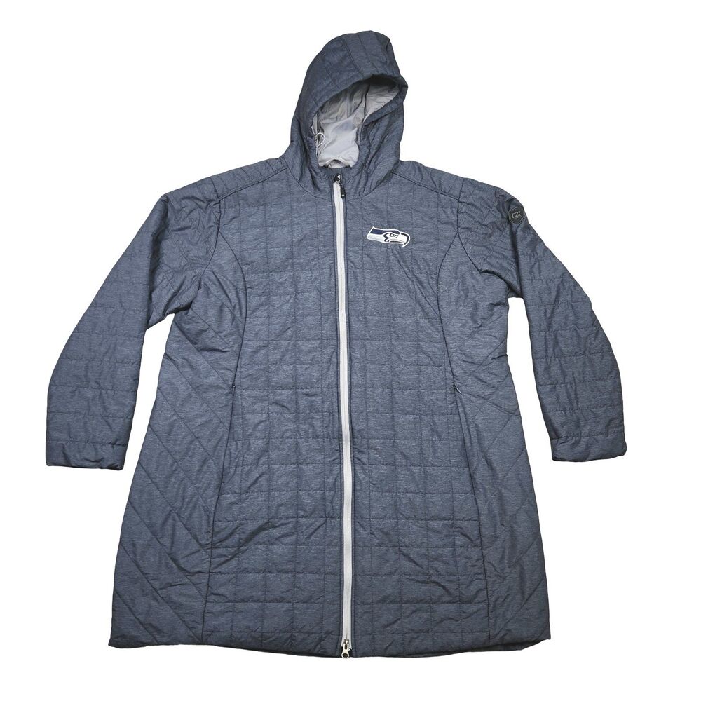 Cutter Buck Seattle Seahawks Rainier Puffer Long Coat Jacket Womens 3XL Hooded